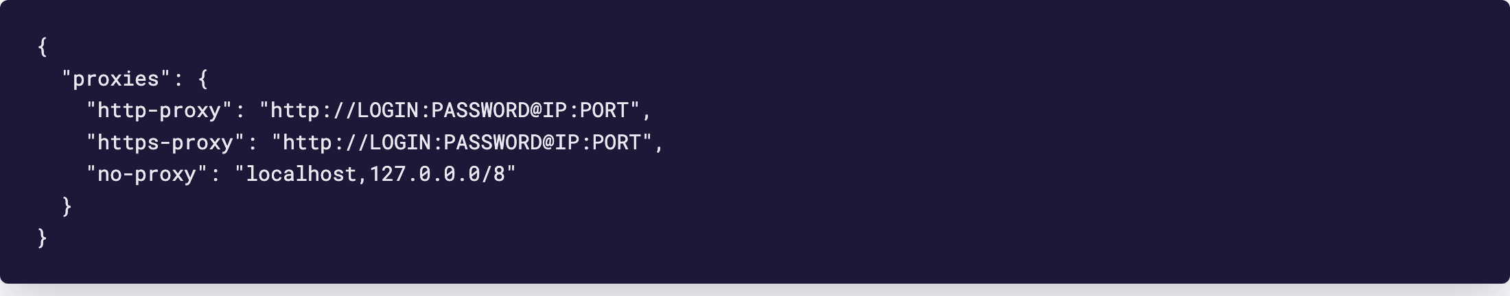 Редактор: /etc/docker/daemon.json с ключами http-proxy, https-proxy и no-proxy