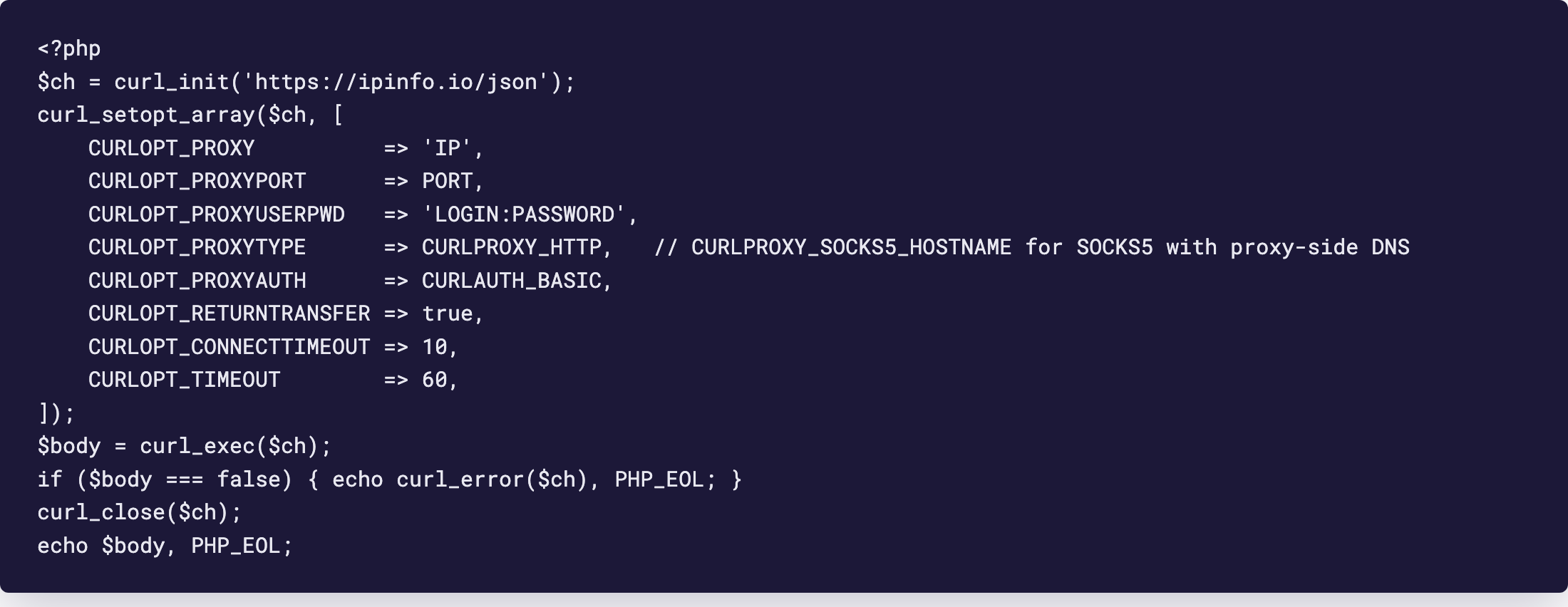Редактор: PHP-скрипт с CURLOPT_PROXY, CURLOPT_PROXYPORT, CURLOPT_PROXYUSERPWD и CURLOPT_PROXYTYPE