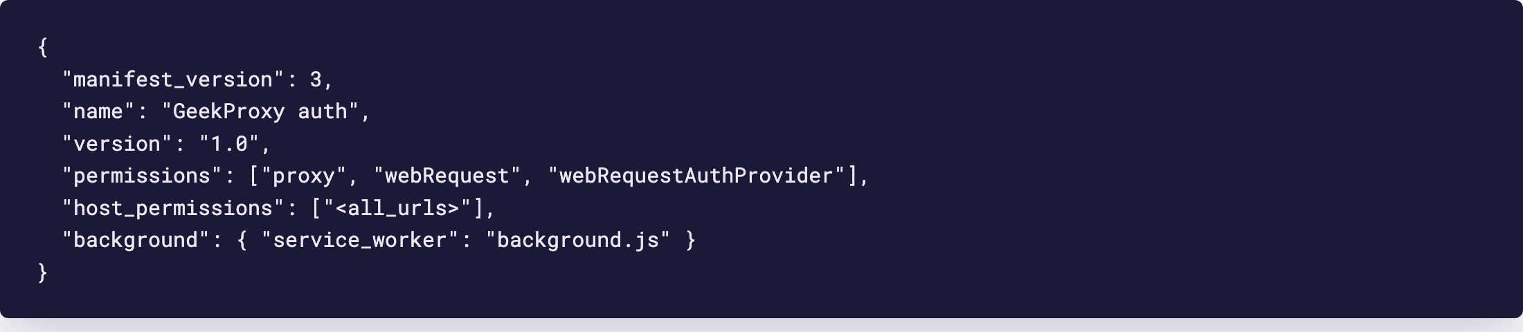 Editor: Manifest V3 file with the proxy, webRequest and webRequestAuthProvider permissions